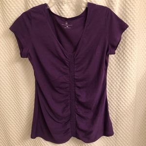 New York & Company Purple Short sleeve Shirt